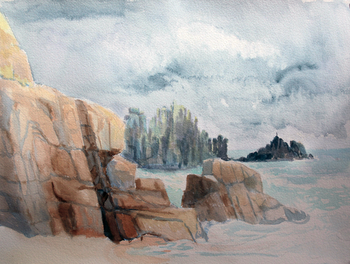 Logan Rock from Pedn Vounder Beach - Harriet Halstead